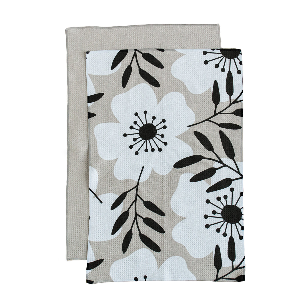 Taupe Floral Hand Towel Set
