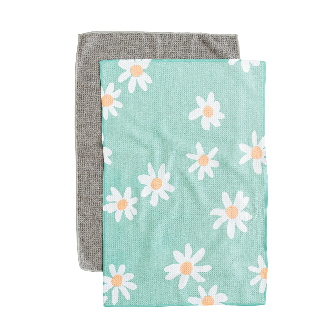 Turquoise and Flowers Hand Towel Set