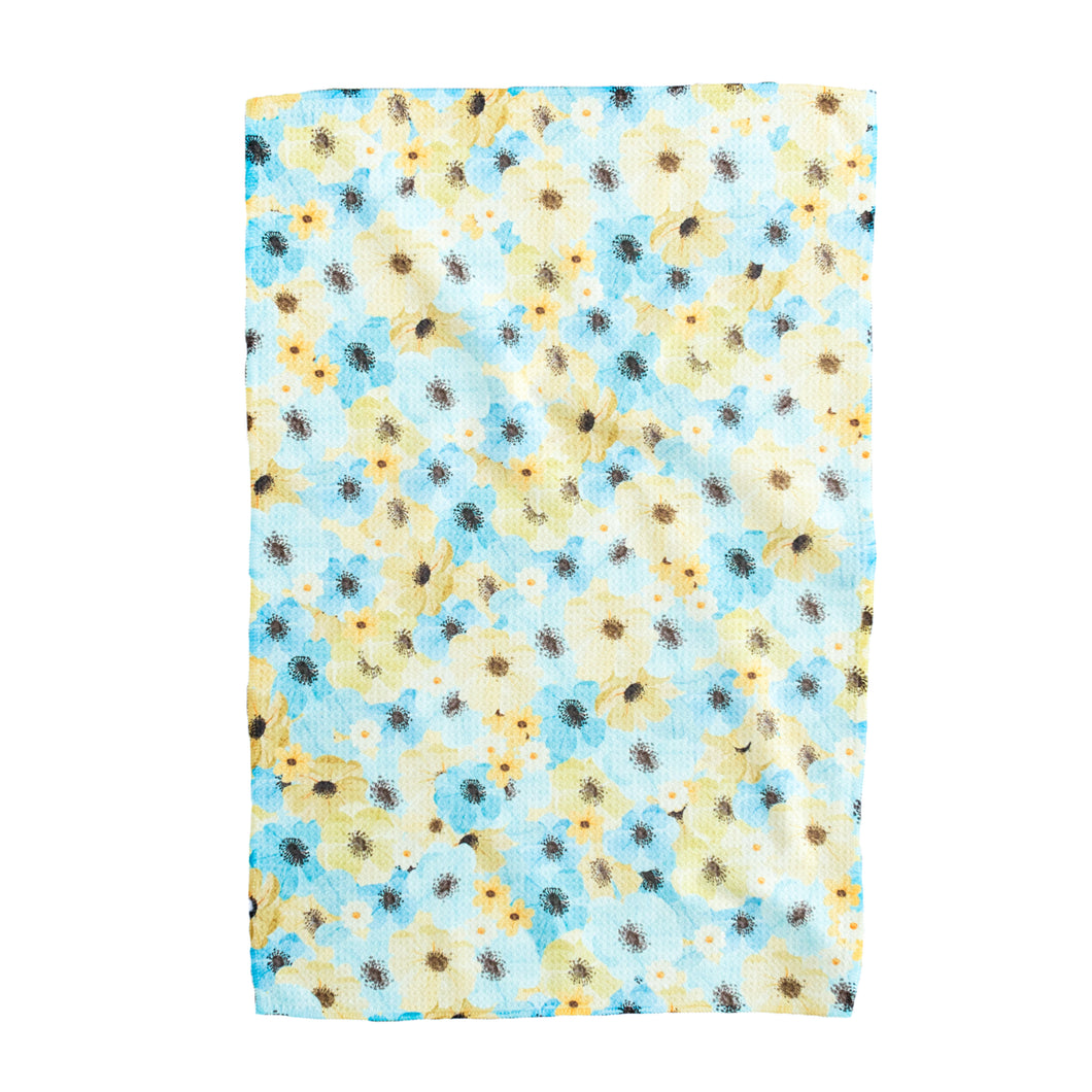 Gold & Blue Anemones Hand Towel