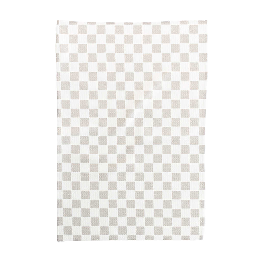 Greige Checkers Hand Towel