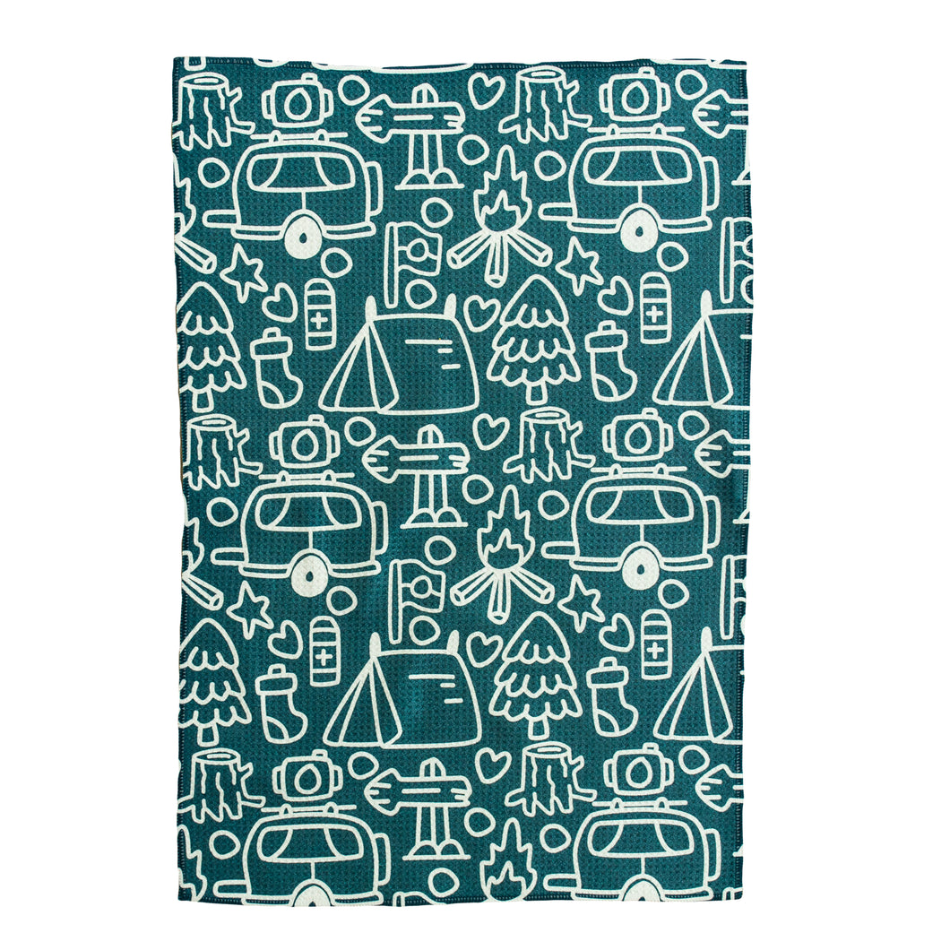 Camping Doodle Hand Towel