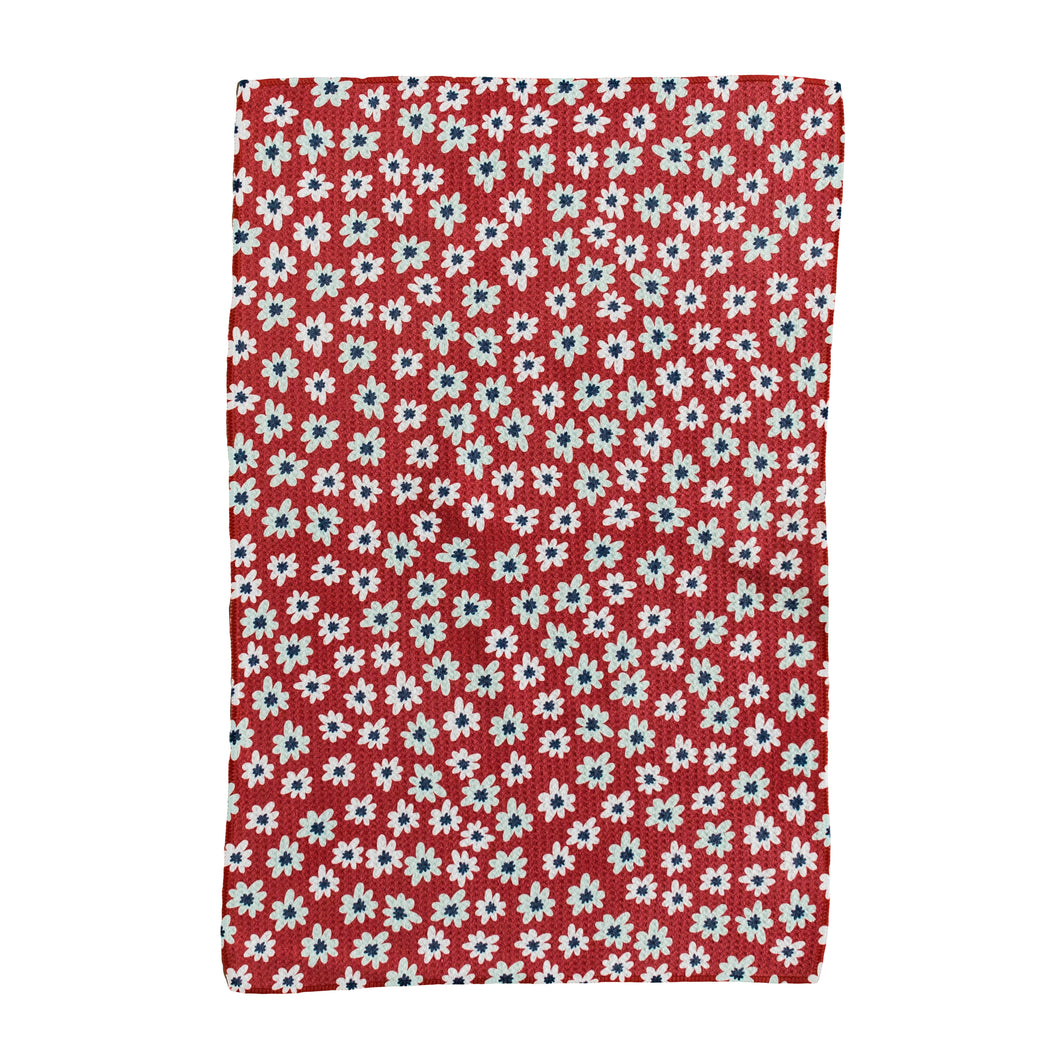 Flowers On Red Hand Towel