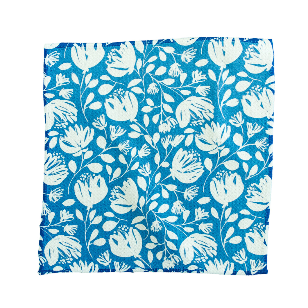 Navy Blooms Washcloth