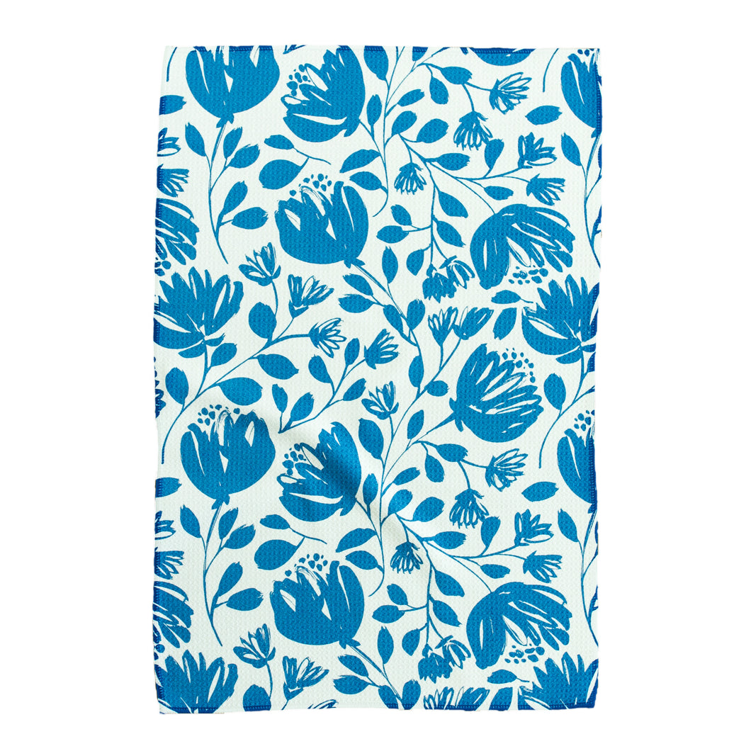 Navy Blooms Hand Towel