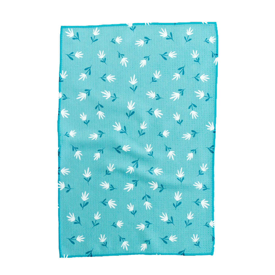 White Flowers On Blue Hand Towel