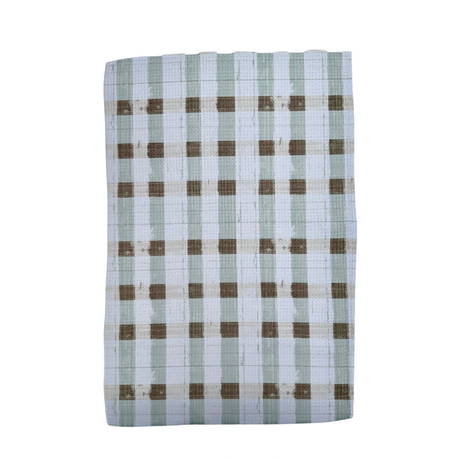 Green & Brown Plaid Hand Towel