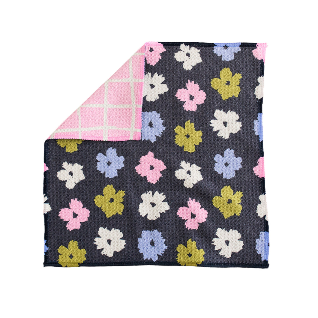 Reversible Colorful Daisy & Plaid Washcloth