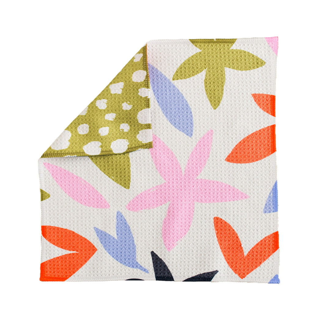 Reversible Flower & Dots Washcloth