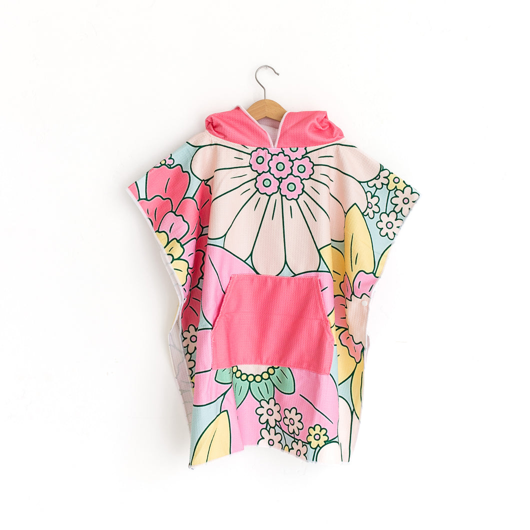 Flowers + Pink Kids Poncho