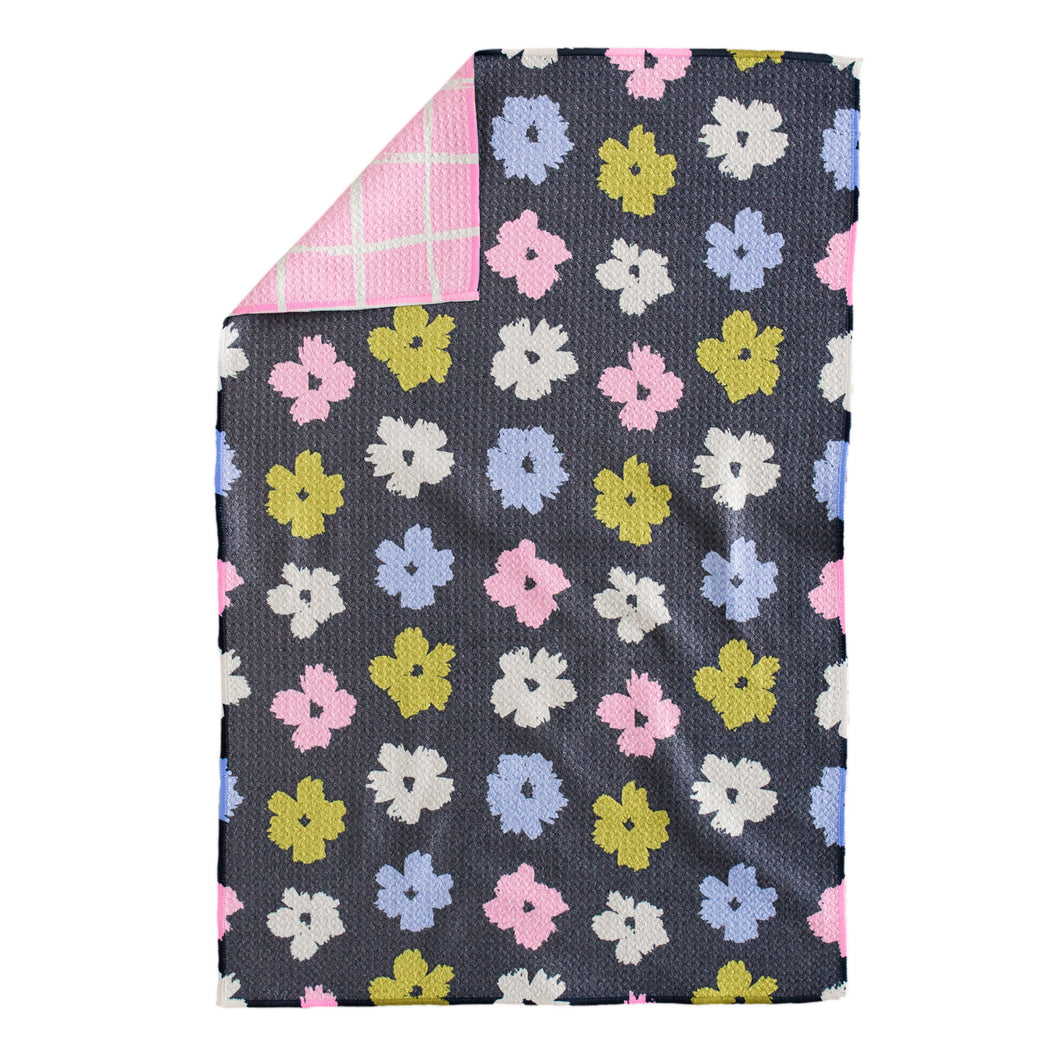 Reversible Colorful Daisy & Plaid Hand Towel