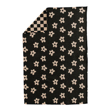 Load image into Gallery viewer, Reversible Black &amp; Tan Daisy Checker Hand Towel
