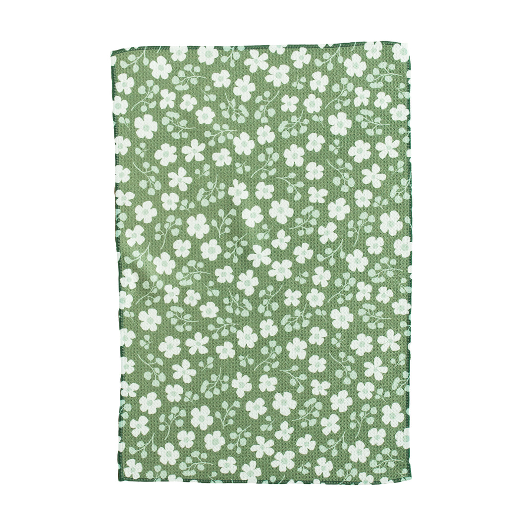 Green Flower Beds Hand Towel