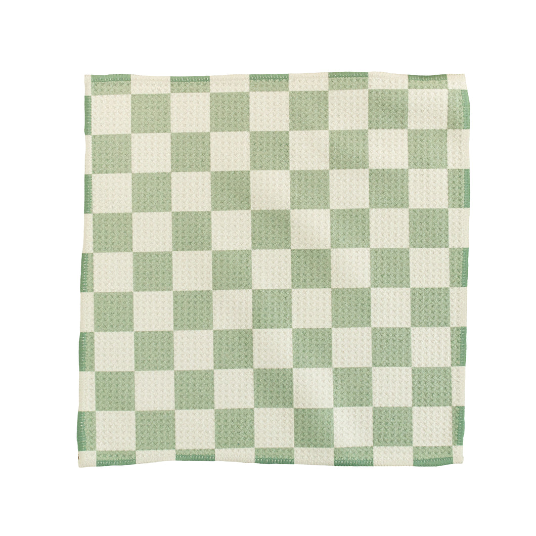 Green Checker Washcloth