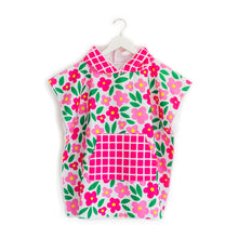 Load image into Gallery viewer, Floral + Squares Kids Poncho
