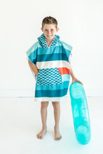 Load image into Gallery viewer, Stripes + Half Circles Kids Poncho
