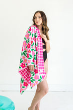 Load image into Gallery viewer, Floral + Squares Beach Towel
