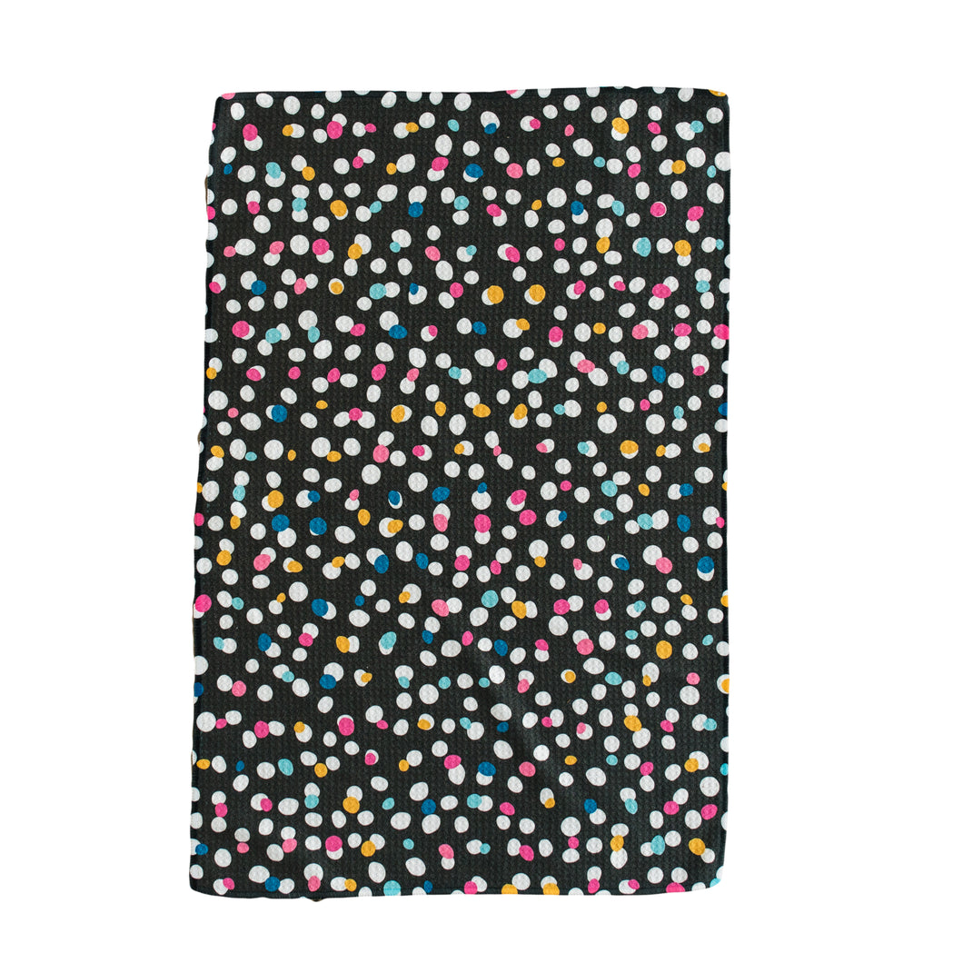 Black With Color Dots Golf Hand Towel