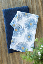 Load image into Gallery viewer, Blue Flowers Gold Center Hand Towel
