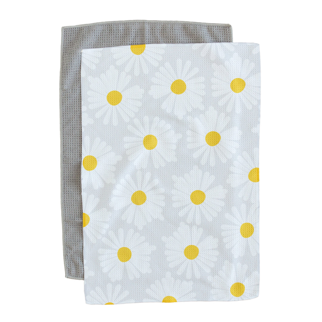 Daisies on Grey Hand Towel Set