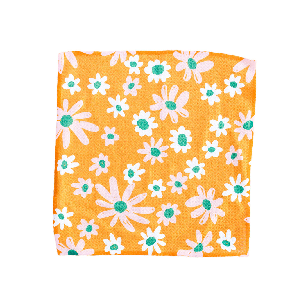 Flowers on Orange Washcloth