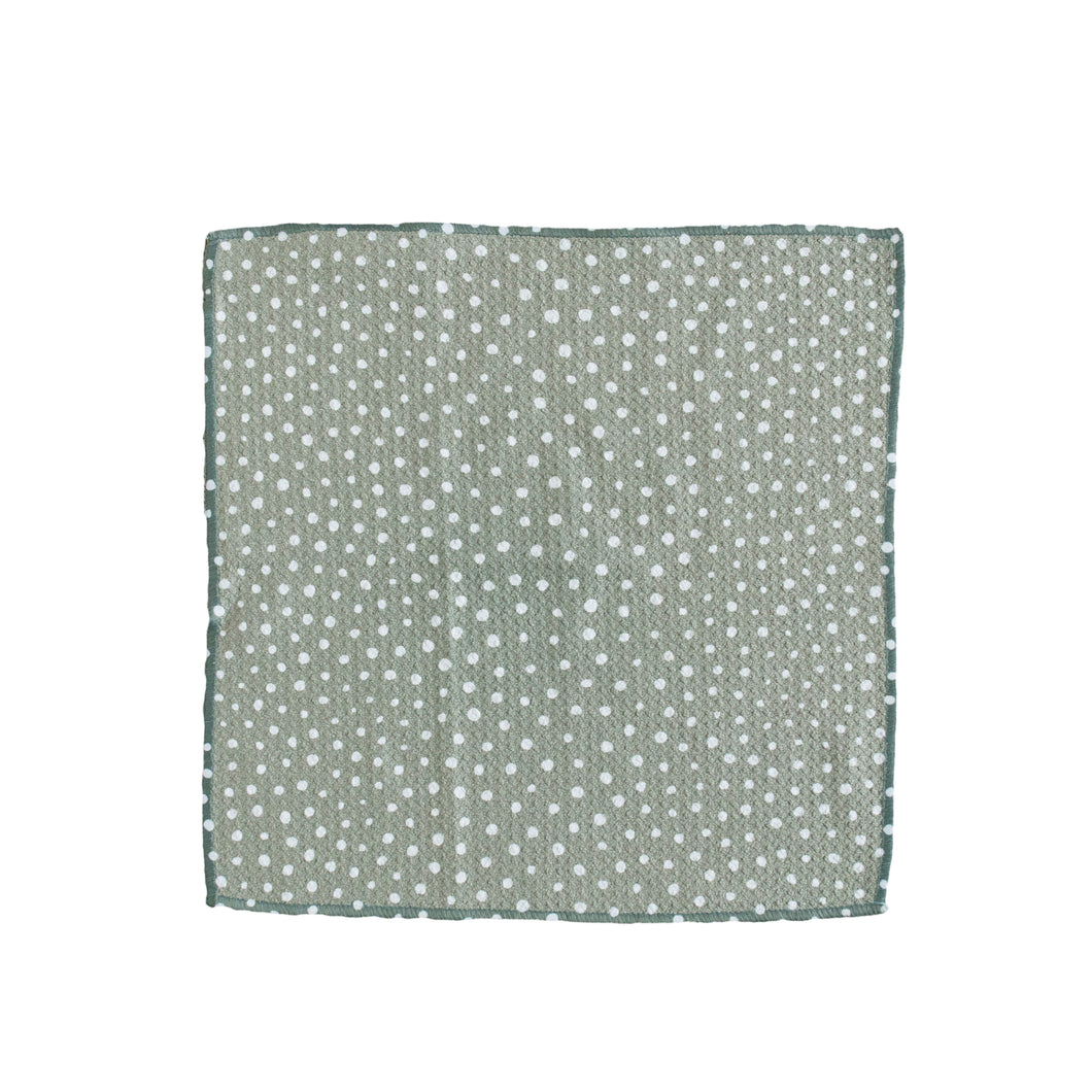 Scattered Dots On Green Washcloth
