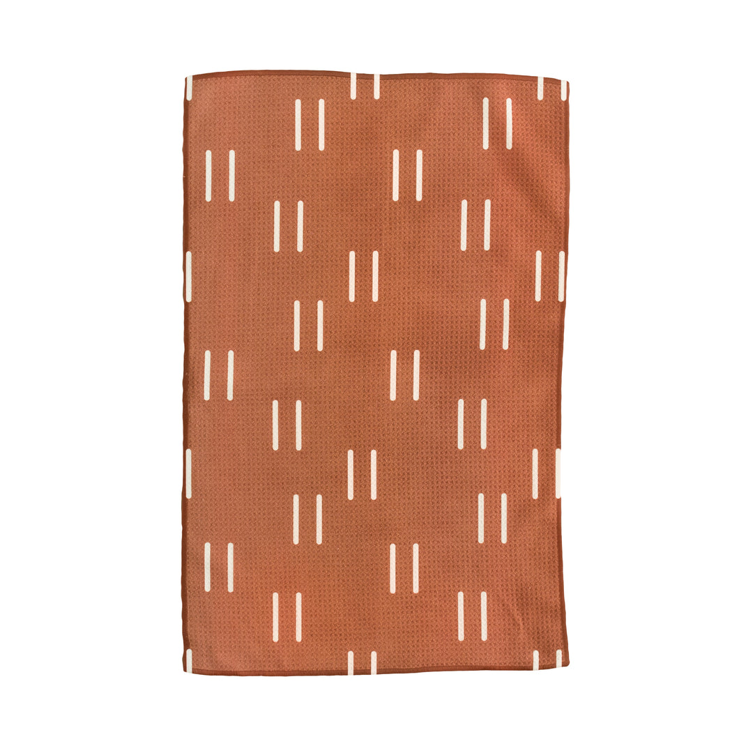 Rust With White Lines Hand Towel