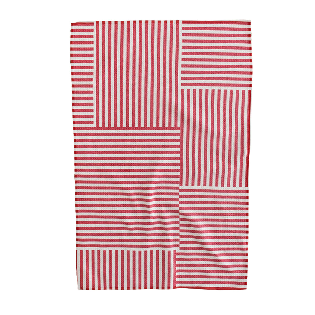 Red Tan Stripe Hand Towel
